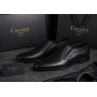 pantofi barbati eleganti negri din piele naturala fara siret GKR818EN